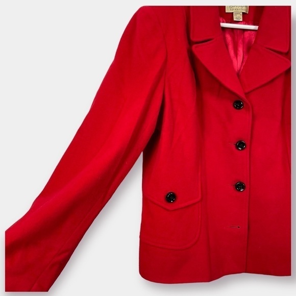 EUC Red Cashmere Blend Jacket Blazer Size 14 - Picture 4 of 5